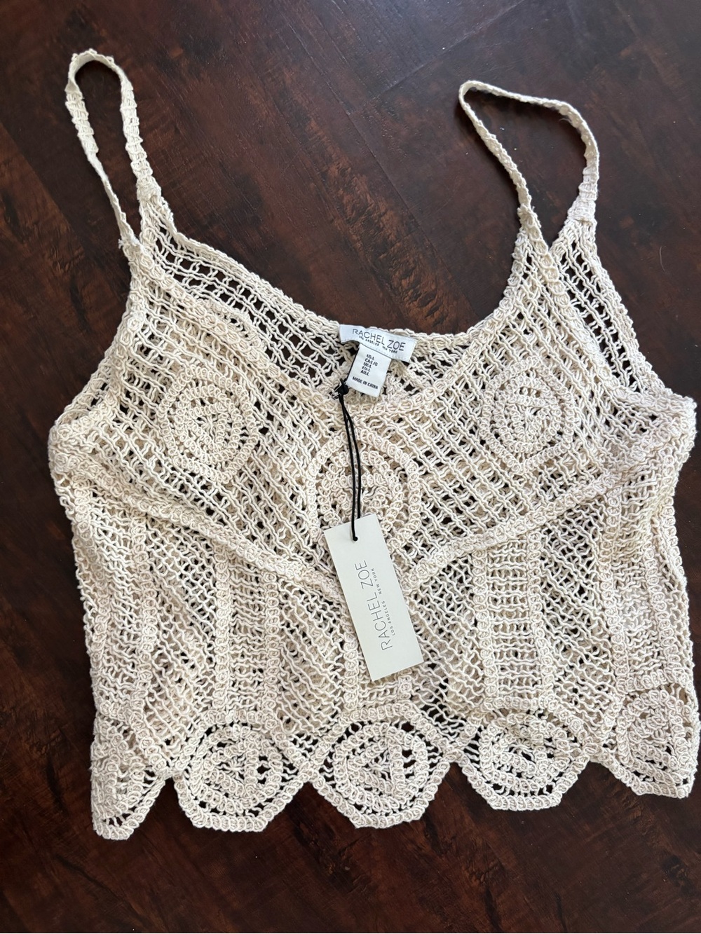 Rachel Zoe Cream Crochet Camisole Tank